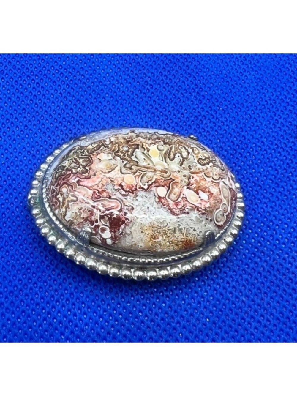 Vintage Silver "Crazy Lace" Agate Brooch - Picture 3 of 5